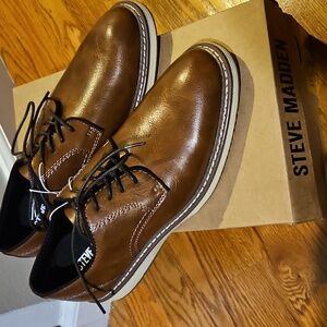 Steve Madden Men's P-Jansen Cognac Oxfords Shoes Size 8